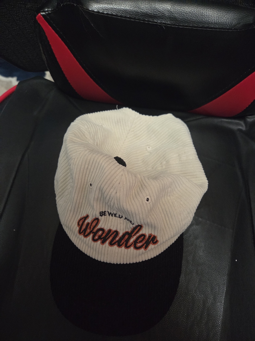 Wondee Corduroy Black And White Baseball Cap